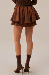Step Back Gathered Gabardine Drawstring Mini Skort - ShopPromesa