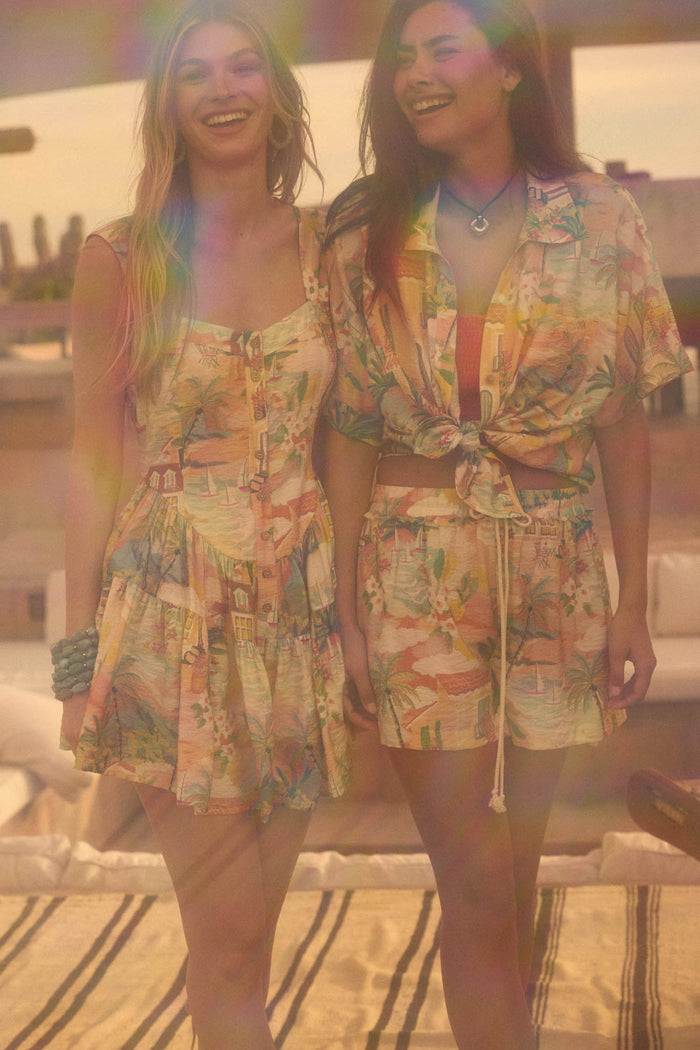 Jamaican Me Crazy Tropical-Print Tiered Romper - ShopPromesa