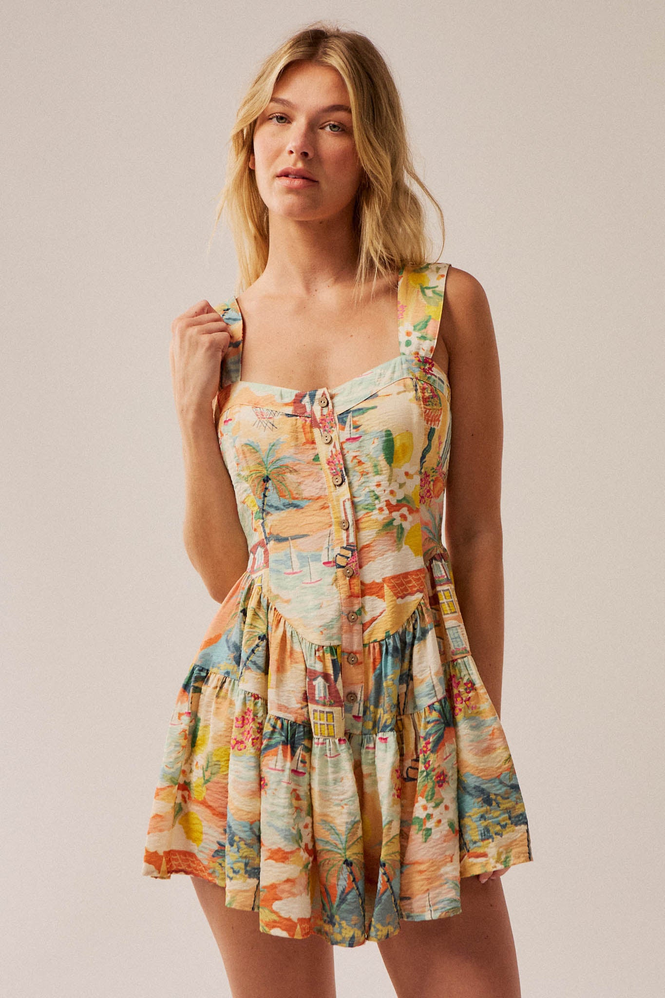 Jamaican Me Crazy Tropical-Print Tiered Romper - ShopPromesa