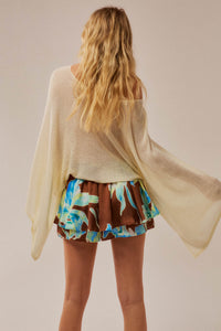Iris Bloom Floral Satin Drawstring Mini Skort - ShopPromesa