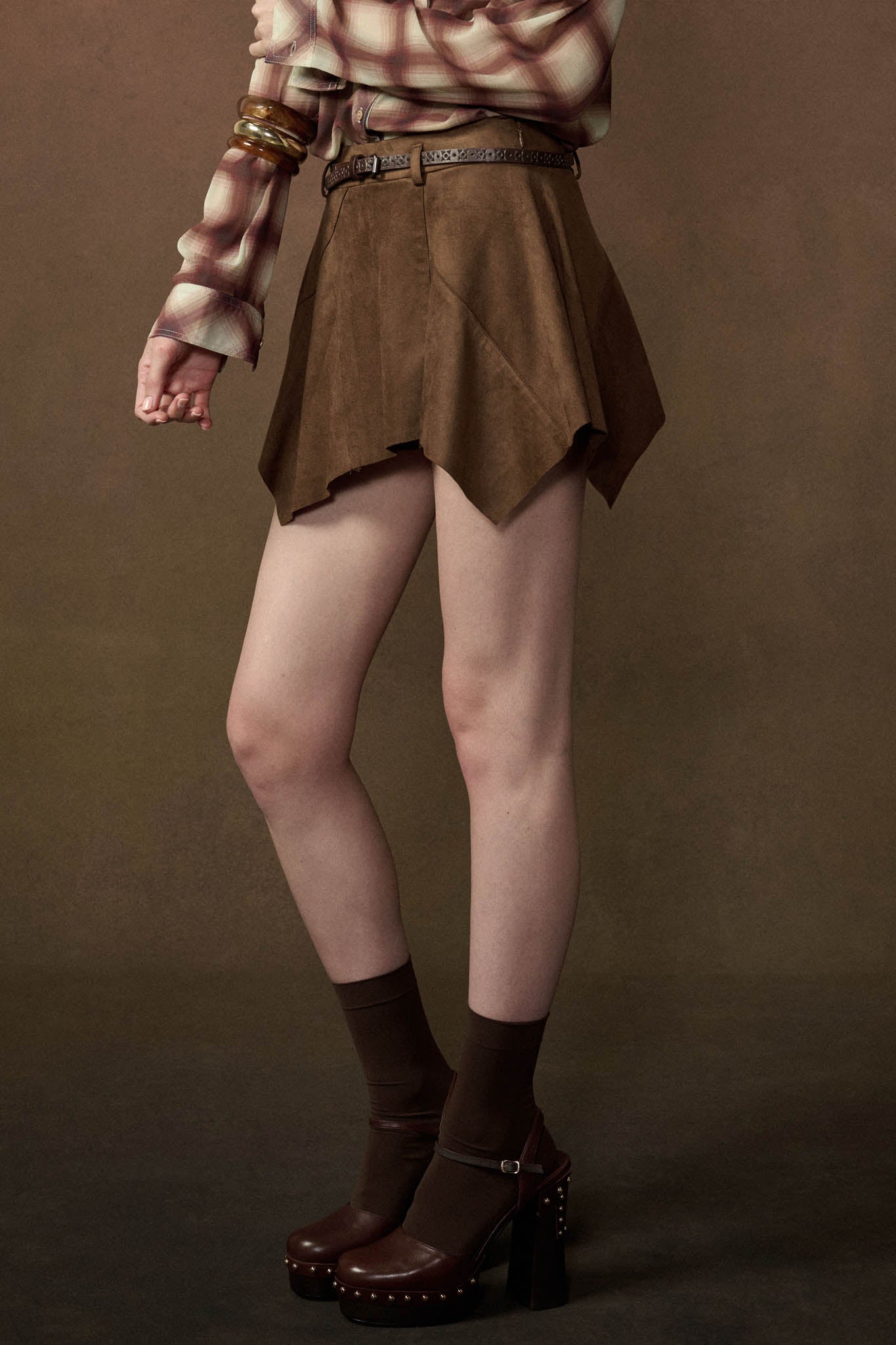 Smooth Talker Vegan Suede Handkerchief Mini Skort - ShopPromesa