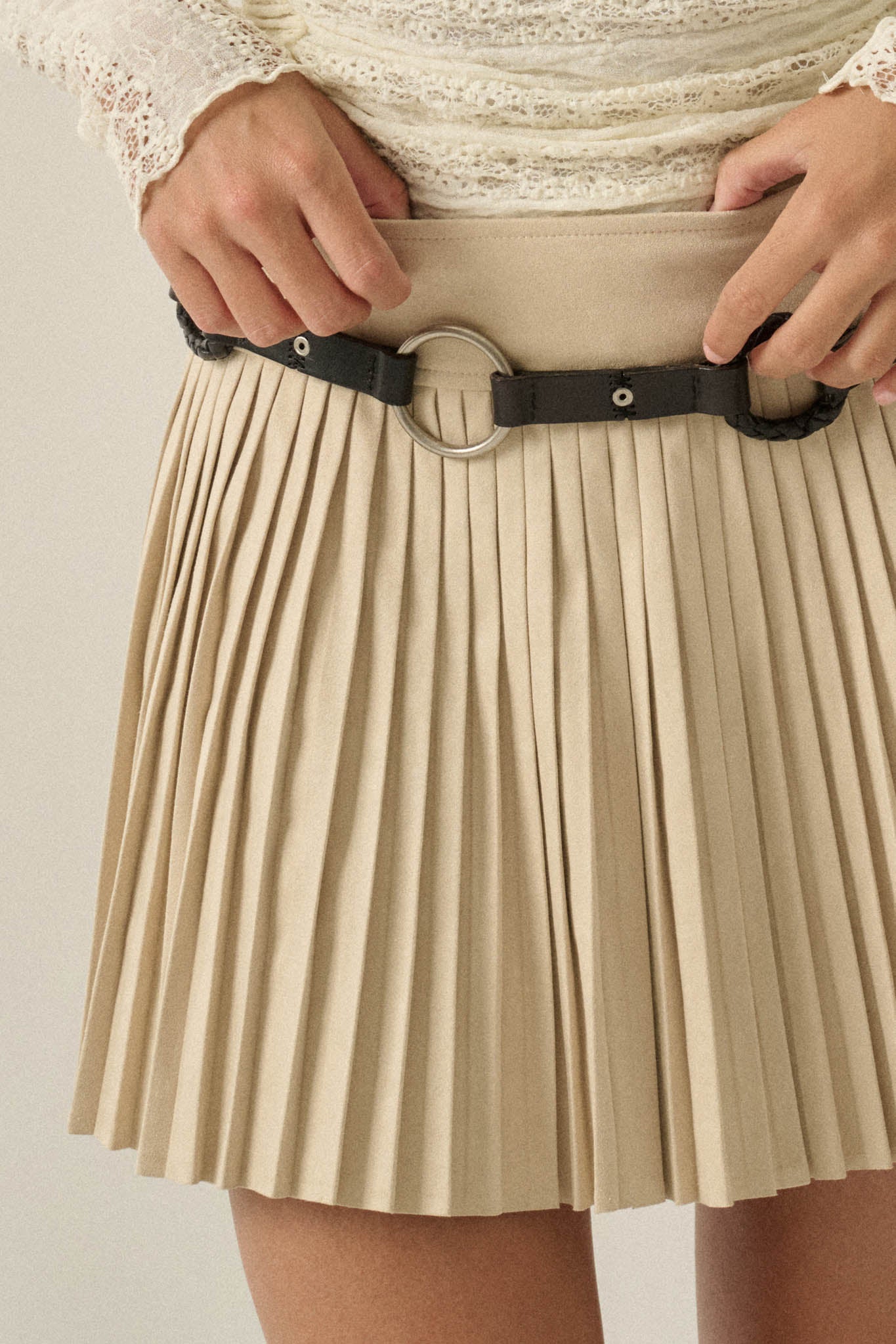 So Smooth Vegan Suede Pleated Mini Skort