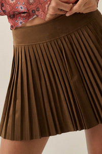 So Smooth Vegan Suede Pleated Mini Skort - ShopPromesa