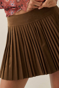 So Smooth Vegan Suede Pleated Mini Skort - ShopPromesa