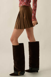 So Smooth Vegan Suede Pleated Mini Skort - ShopPromesa