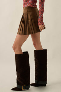 So Smooth Vegan Suede Pleated Mini Skort - ShopPromesa