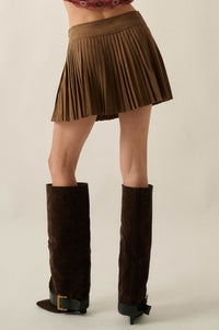 So Smooth Vegan Suede Pleated Mini Skort - ShopPromesa