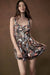 Shining Stems Floral Satin Tiered Sweetheart Romper - ShopPromesa