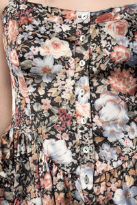 Shining Stems Floral Satin Tiered Sweetheart Romper - ShopPromesa