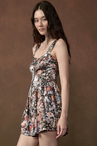 Shining Stems Floral Satin Tiered Sweetheart Romper - ShopPromesa