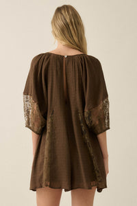Happy Go Lucky Lace-Inset Puff-Sleeve Romper - ShopPromesa