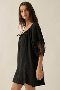 Happy Go Lucky Lace-Inset Puff-Sleeve Romper - ShopPromesa
