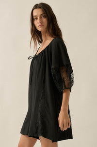 Happy Go Lucky Lace-Inset Puff-Sleeve Romper - ShopPromesa