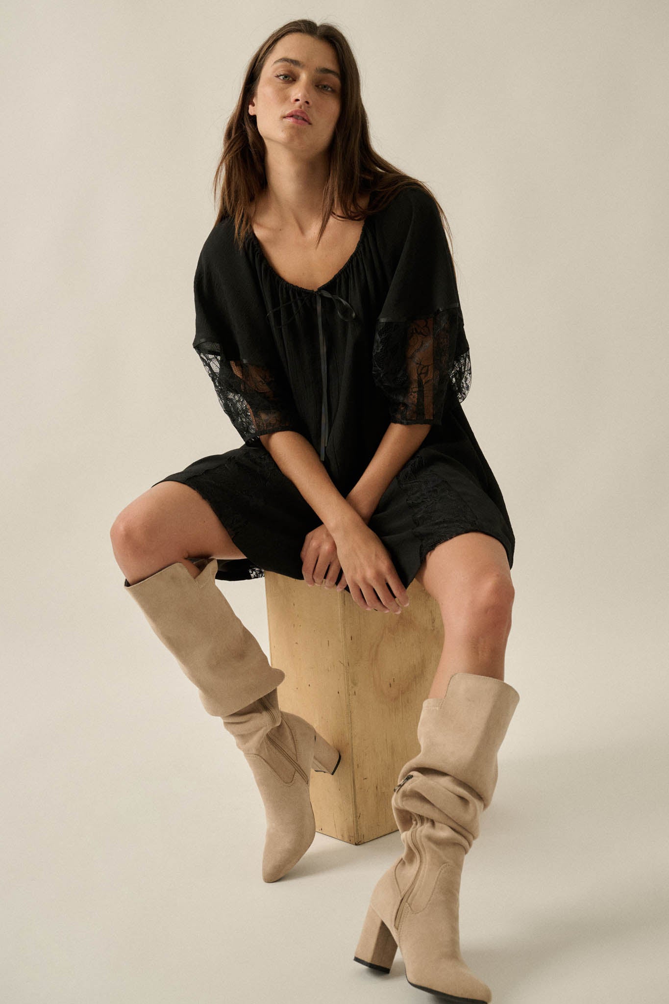 Happy Go Lucky Lace-Inset Puff-Sleeve Romper - ShopPromesa