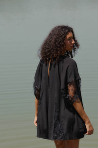 Happy Go Lucky Lace-Inset Puff-Sleeve Romper - ShopPromesa