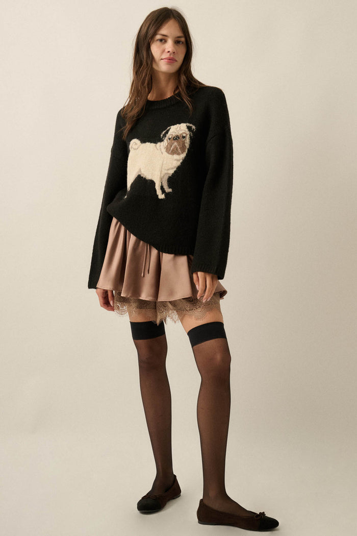 Luxe Life Satin Lace-Trim Gathered Mini Skort - ShopPromesa