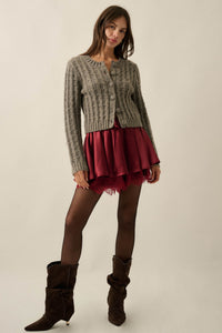 Luxe Life Satin Lace-Trim Gathered Mini Skort - ShopPromesa
