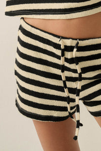 Set the Bar Striped Knit Drawstring Sweater Shorts - ShopPromesa
