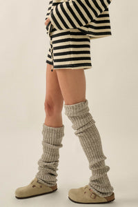 Set the Bar Striped Knit Drawstring Sweater Shorts - ShopPromesa