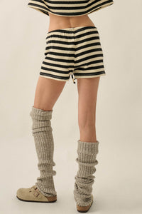Set the Bar Striped Knit Drawstring Sweater Shorts - ShopPromesa