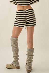 Set the Bar Striped Knit Drawstring Sweater Shorts - ShopPromesa