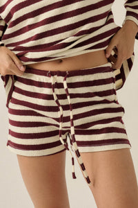 Set the Bar Striped Knit Drawstring Sweater Shorts - ShopPromesa