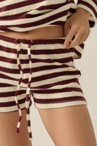 Set the Bar Striped Knit Drawstring Sweater Shorts - ShopPromesa