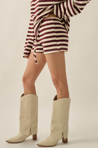Set the Bar Striped Knit Drawstring Sweater Shorts - ShopPromesa