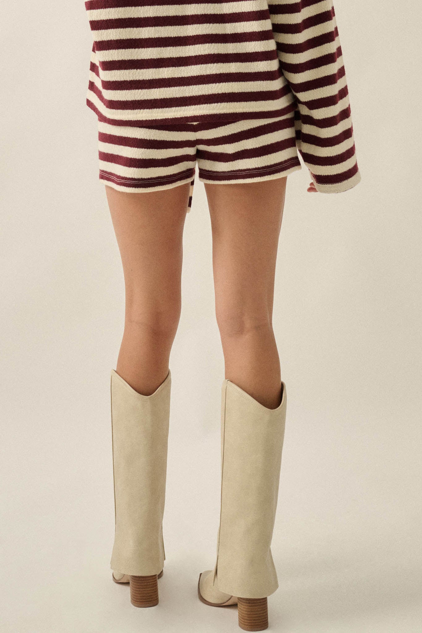 Set the Bar Striped Knit Drawstring Sweater Shorts - ShopPromesa