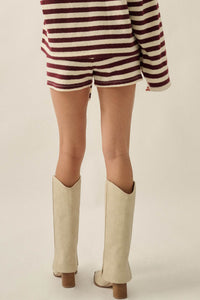 Set the Bar Striped Knit Drawstring Sweater Shorts - ShopPromesa