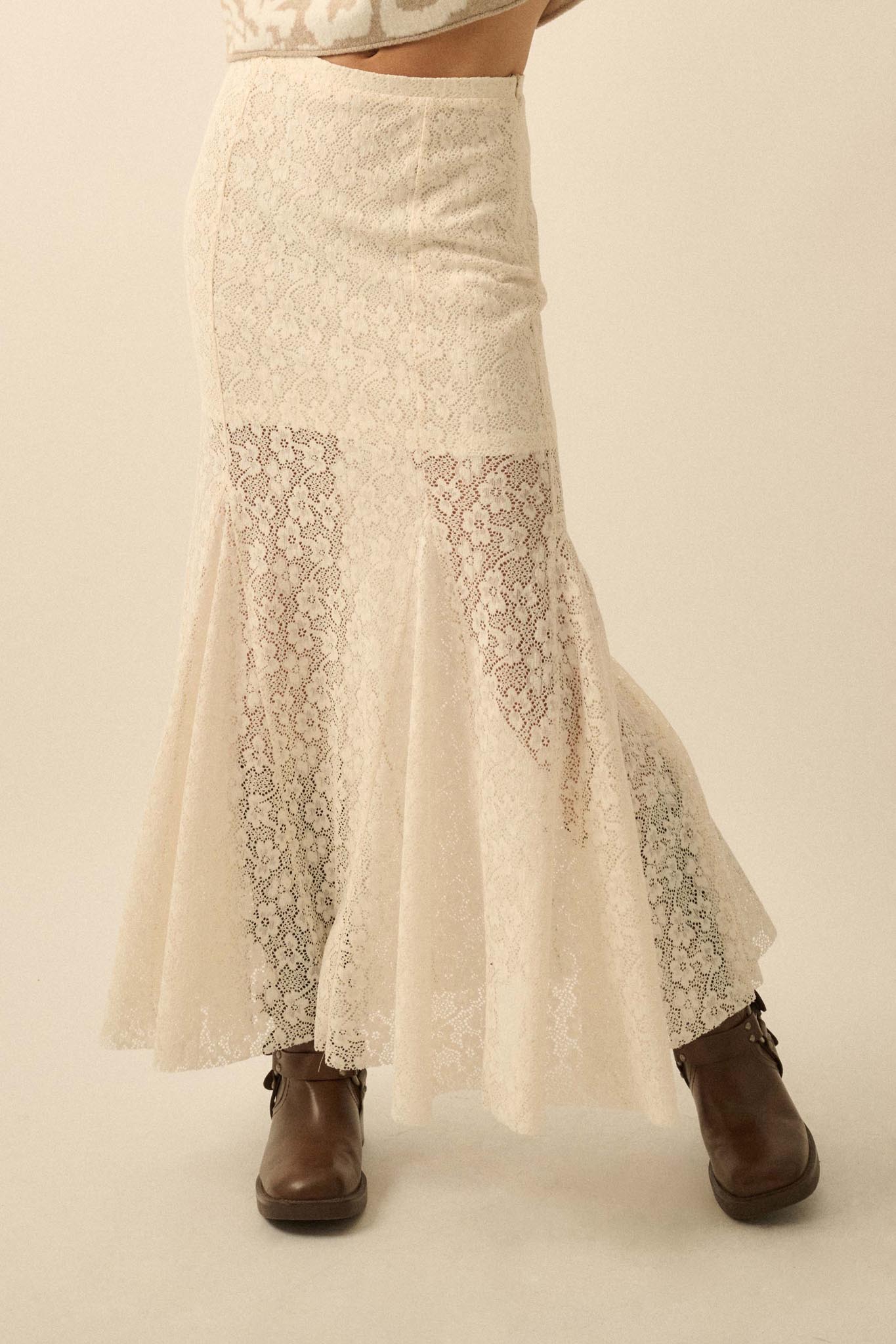 Moment in Time Floral Lace Mermaid Maxi Skirt - ShopPromesa