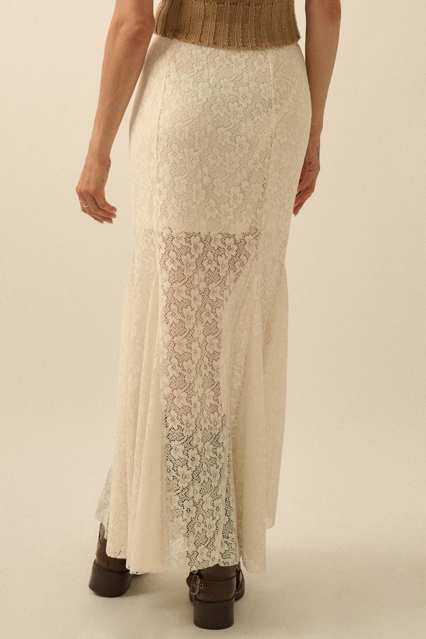 Moment in Time Floral Lace Mermaid Maxi Skirt