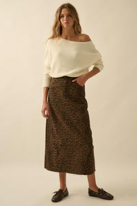 Concrete Jungle Leopard Twill Raw-Edge Midi Skirt - ShopPromesa