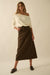 Concrete Jungle Leopard Twill Raw-Edge Midi Skirt - ShopPromesa
