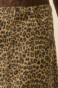 Concrete Jungle Leopard Twill Raw-Edge Midi Skirt - ShopPromesa