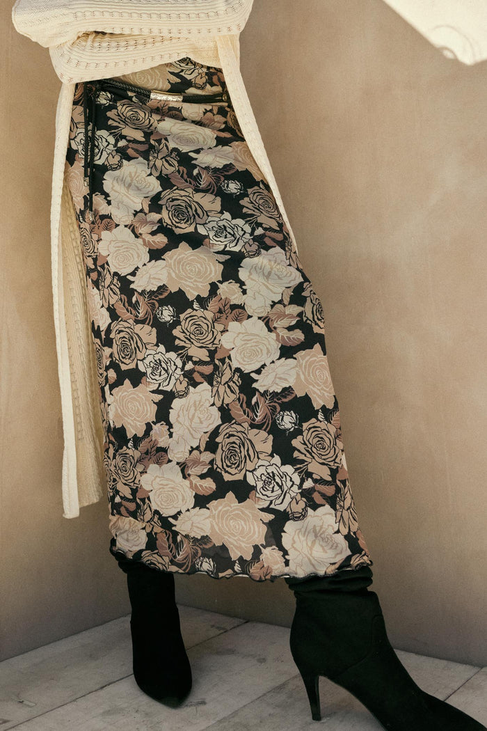 Evening Blooms Floral Mesh Maxi Skirt - ShopPromesa