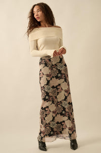 Evening Blooms Floral Mesh Maxi Skirt - ShopPromesa
