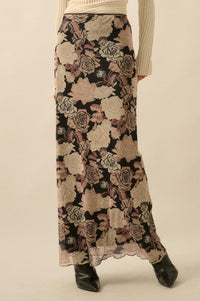 Evening Blooms Floral Mesh Maxi Skirt - ShopPromesa