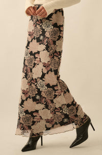 Evening Blooms Floral Mesh Maxi Skirt - ShopPromesa