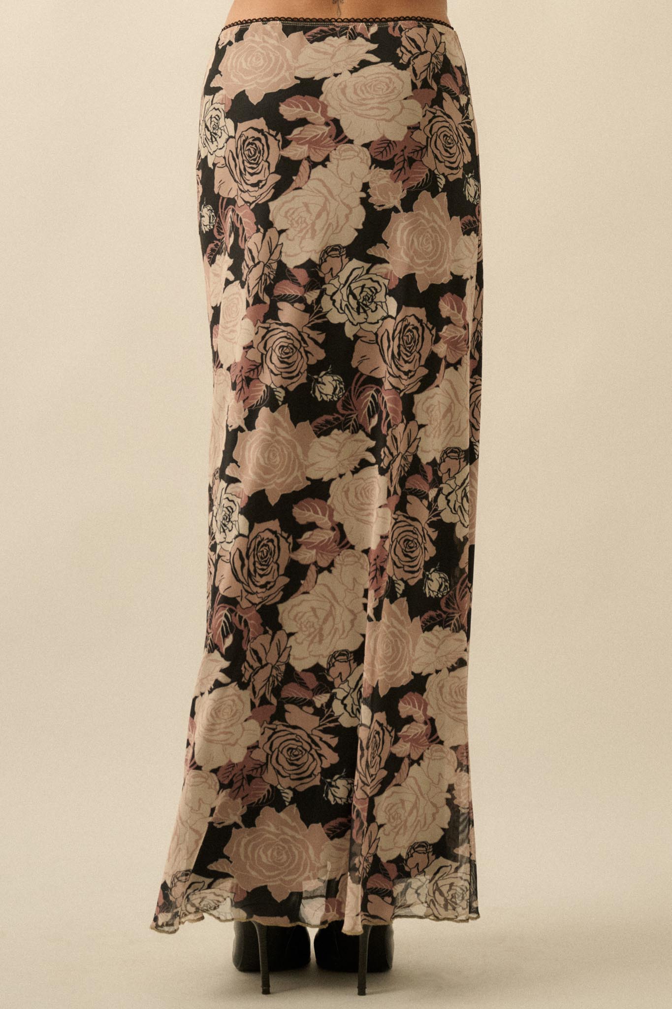 Evening Blooms Floral Mesh Maxi Skirt - ShopPromesa