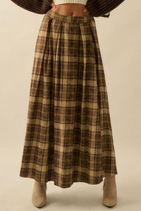 Highland Home Plaid Flannel Wrapped Maxi Skirt - ShopPromesa