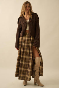 Highland Home Plaid Flannel Wrapped Maxi Skirt - ShopPromesa