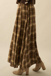 Highland Home Plaid Flannel Wrapped Maxi Skirt - ShopPromesa