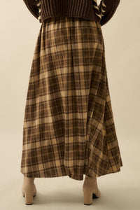 Highland Home Plaid Flannel Wrapped Maxi Skirt - ShopPromesa