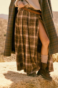Highland Home Plaid Flannel Wrapped Maxi Skirt - ShopPromesa