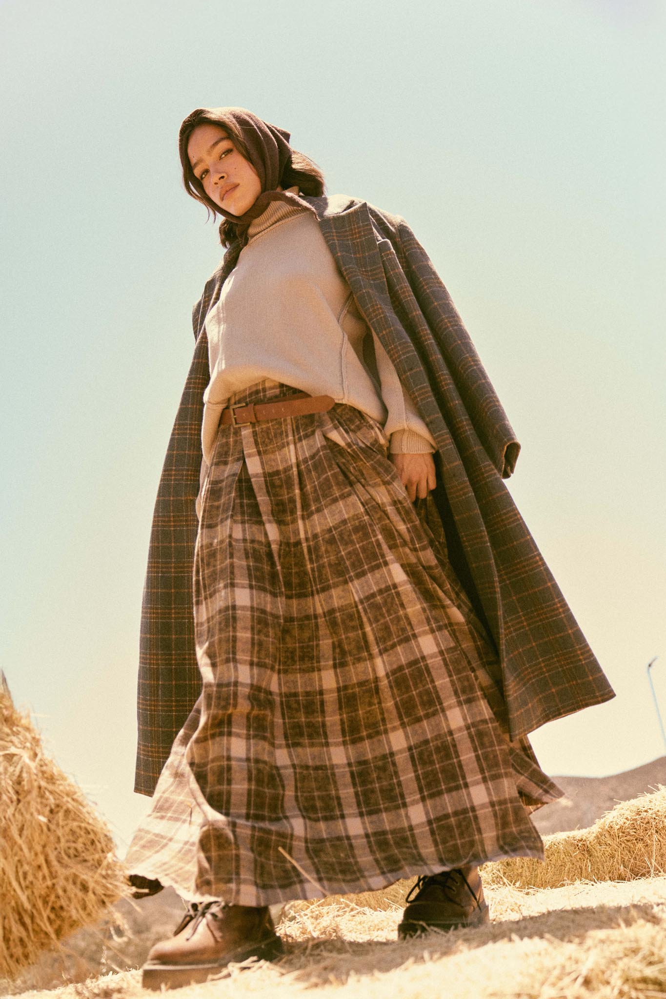 Highland Home Plaid Flannel Wrapped Maxi Skirt - ShopPromesa