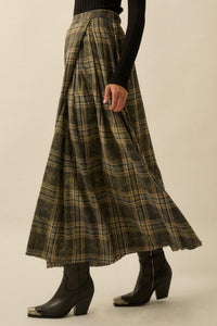 Highland Home Plaid Flannel Wrapped Maxi Skirt - ShopPromesa
