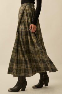Highland Home Plaid Flannel Wrapped Maxi Skirt - ShopPromesa