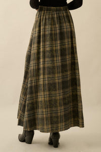 Highland Home Plaid Flannel Wrapped Maxi Skirt - ShopPromesa