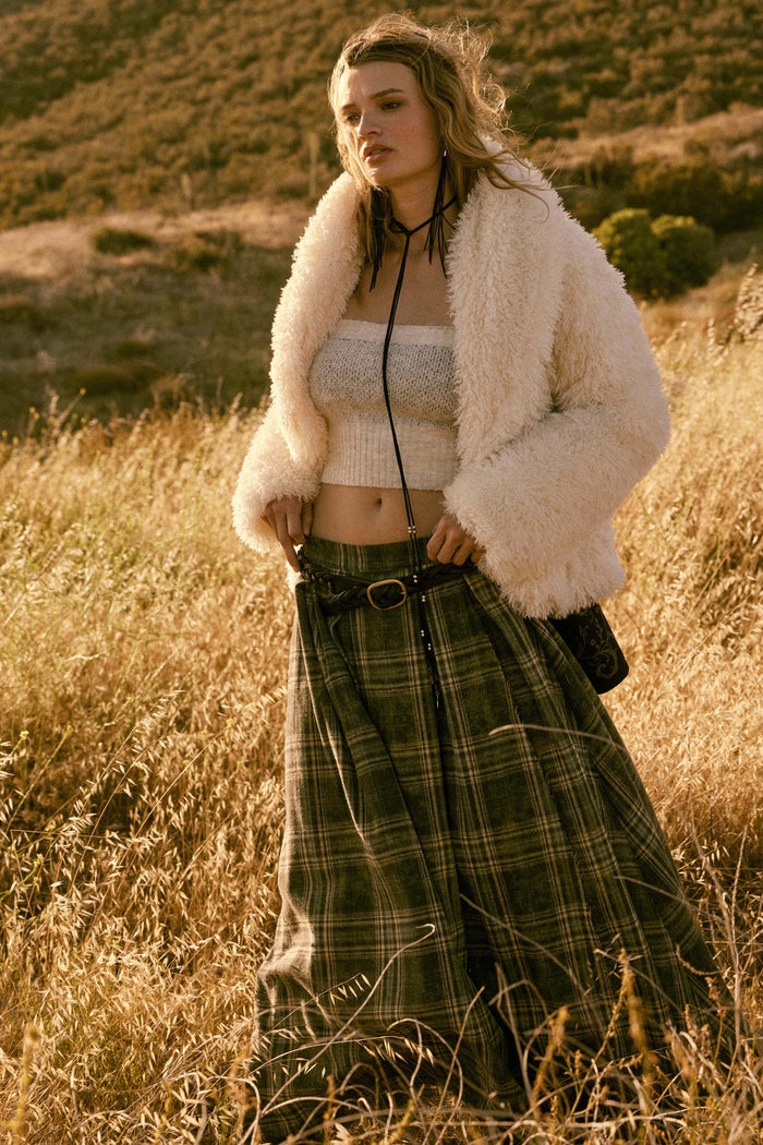 Highland Home Plaid Flannel Wrapped Maxi Skirt - ShopPromesa